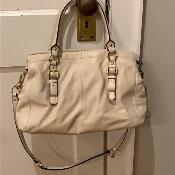 Cream COACH satchel with handles and strap - Picture 3 of 8